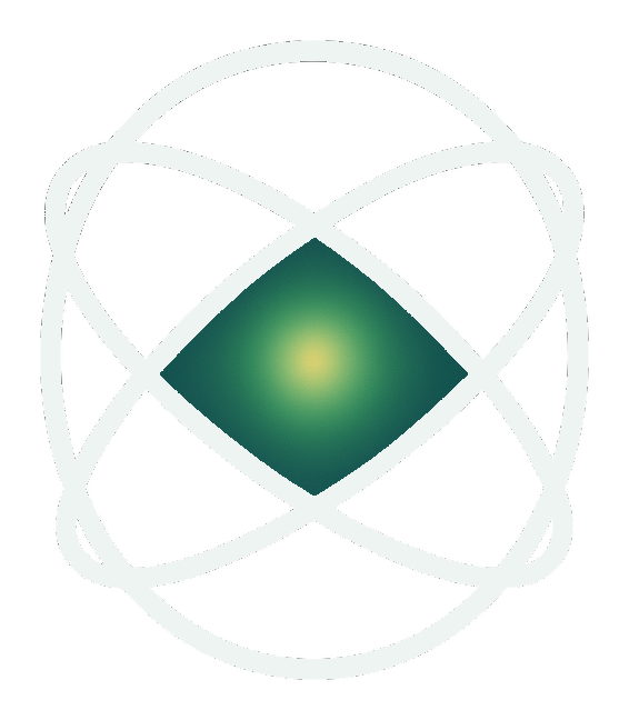 The CFM.energy mark: three interlocking orbital ellipses around a glowing green-gold core